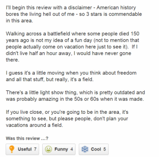Illustration for article titled 'Was Murdered Here': Very Grim Yelp Reviews of National Monuments